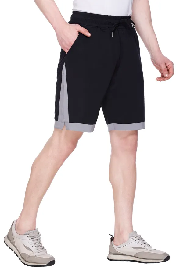 Polyester_Blend_Shorts_Signature_Striped_For_Men_(Black)