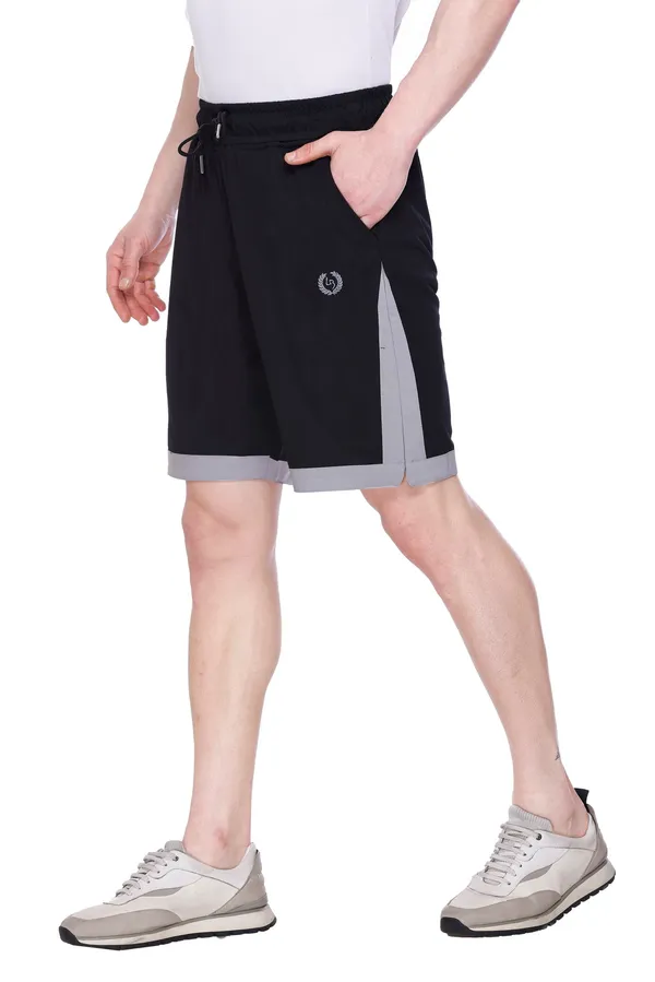 Polyester_Blend_Shorts_Signature_Striped_For_Men_(Black)