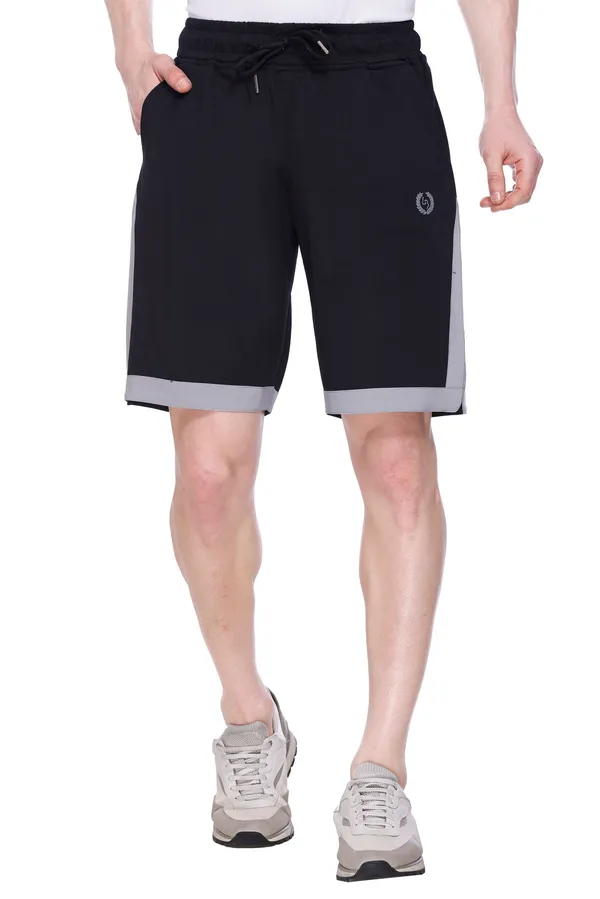 Polyester_Blend_Shorts_Signature_Striped_For_Men_(Black)