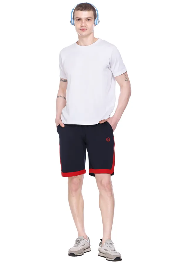 Polyester_Blend_Shorts_Signature_Striped_For_Men_(Dark_Blue)
