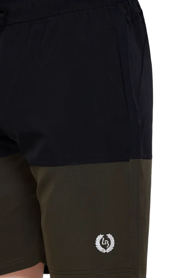 Polyester_Blend_Shorts_Dri_Fit_For_Men_(Dark_Black_&_Green)