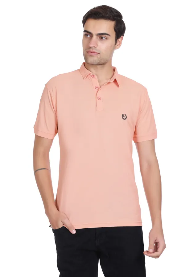 Peach_Polyester_Blend_Marsh_Polo_Collared_Solid_T-Shirt_For_Men