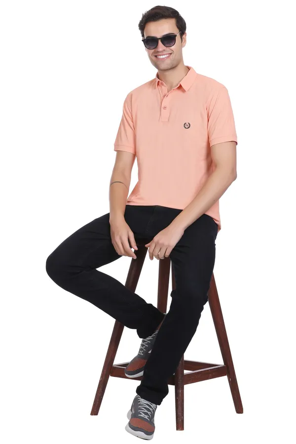 Peach_Polyester_Blend_Marsh_Polo_Collared_Solid_T-Shirt_For_Men