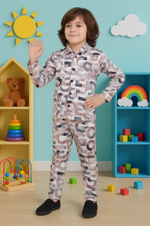 Coffee_Colour_Kids_Co-ord_Set_|_Stylish_Full_Sleeve_Shirt_&_Pyjama_for_Boys_&_Girls