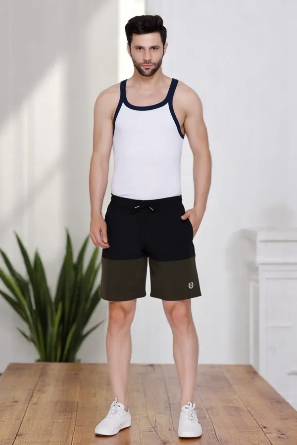 Polyester_Blend_Shorts_Dri_Fit_For_Men_(Dark_Black_&_Green)