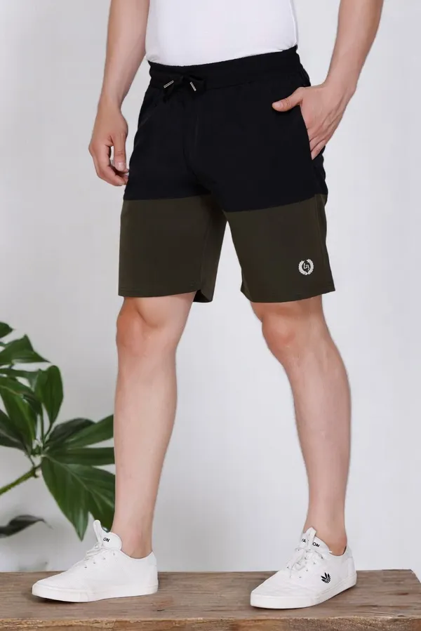 Polyester_Blend_Shorts_Dri_Fit_For_Men_(Dark_Black_&_Green)