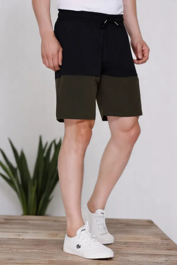 Polyester_Blend_Shorts_Dri_Fit_For_Men_(Dark_Black_&_Green)