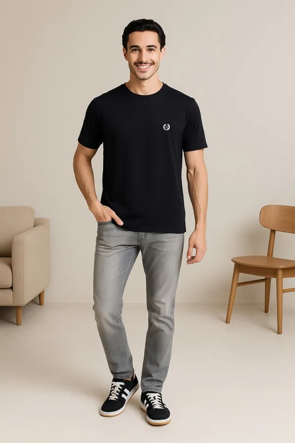 Leebonee_Men's_Solid_Black_Dri_Fit_Tshirt_with_4_Way_Lycra