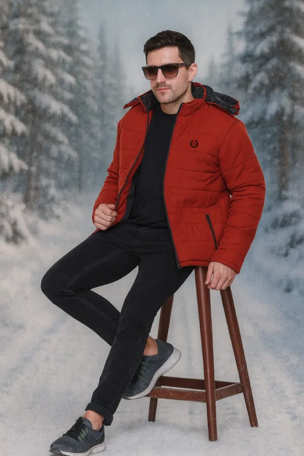 Rust_Polyester_Blend_Solid_Quilted_Plus_Size_Puffer_Jacket_with_Detachable_Hood_For_Men