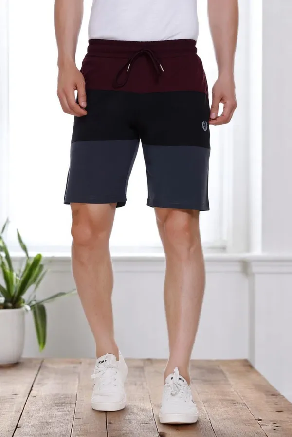 Polyester_Blend_Shorts_Striped_Dri_Fit_For_Men_(Black)