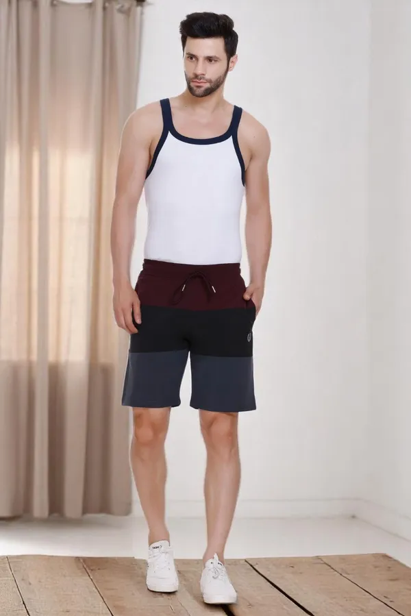 Polyester_Blend_Shorts_Striped_Dri_Fit_For_Men_(Black)