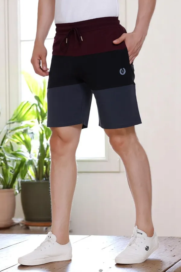 Polyester_Blend_Shorts_Striped_Dri_Fit_For_Men_(Black)
