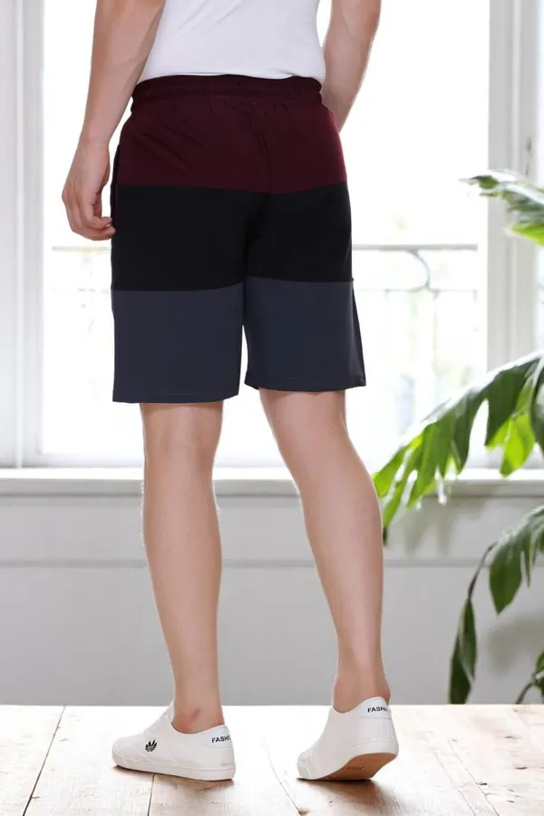 Polyester_Blend_Shorts_Striped_Dri_Fit_For_Men_(Black)