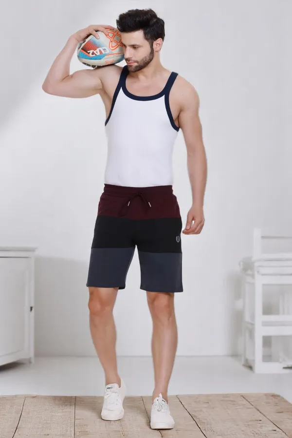 Polyester_Blend_Shorts_Striped_Dri_Fit_For_Men_(Black)