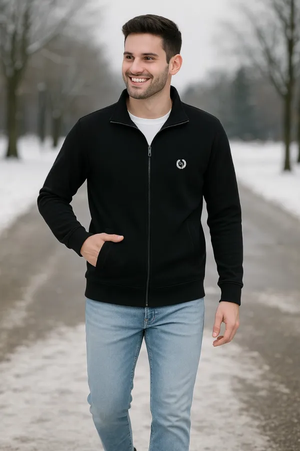 Mens_Solid_Black_Cotton_Fleece_Zipper_Sweatshirt