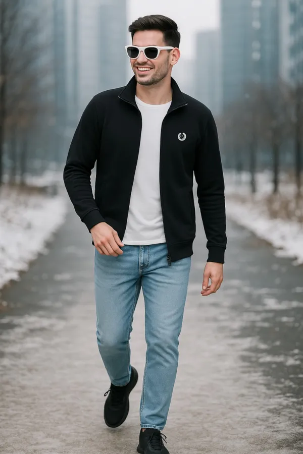 Mens_Solid_Black_Cotton_Fleece_Zipper_Sweatshirt