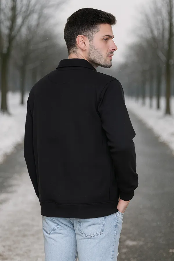 Mens_Solid_Black_Cotton_Fleece_Zipper_Sweatshirt
