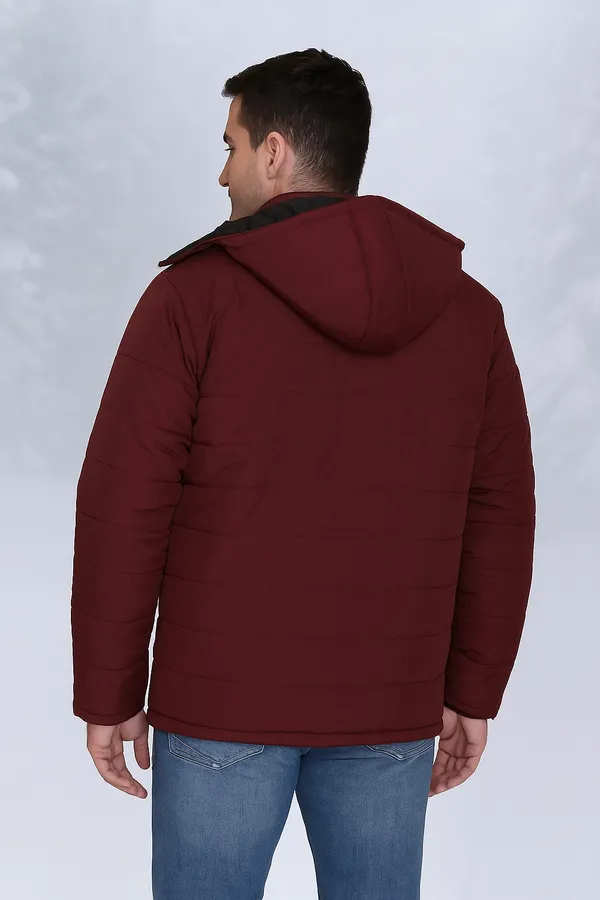 Wine_Polyester_Blend_Solid_Quilted_Plus_Size_Puffer_Jacket_with_Detachable_Hood_For_Men