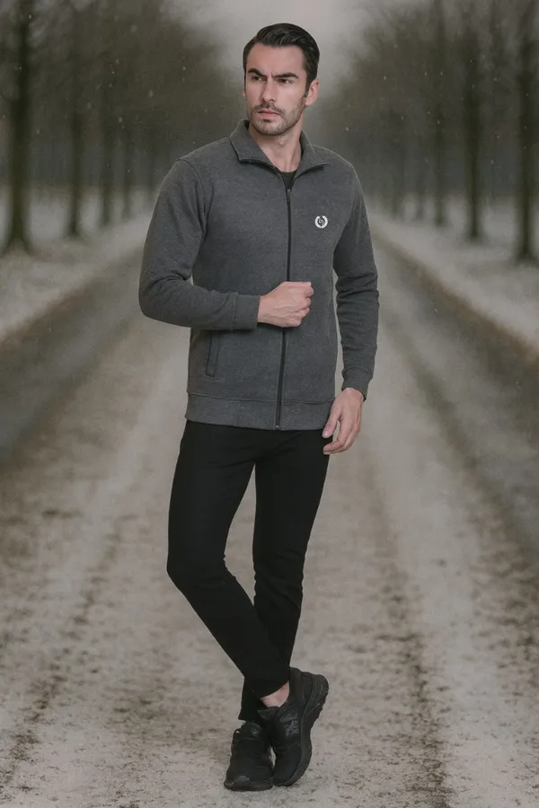 Mens_Solid_Dark_Grey_Cotton_Fleece_Zipper_Sweatshirt