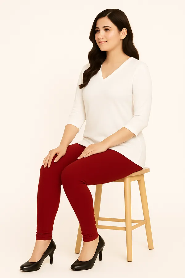 Maroon_Solid_Cotton_Lycra_Churidar_Leggings_For_Women_&_Girls