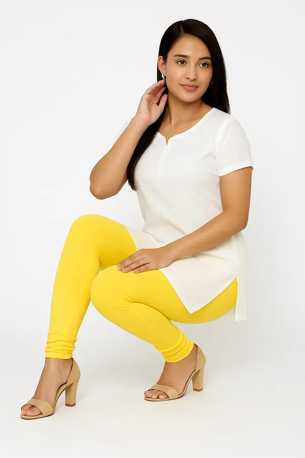 Lemon_Solid_Cotton_Lycra_Churidar_Leggings_For_Women_&_Girls