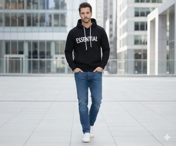 Leebonee_Mens_Solid_Black_Cotton_Fleece_Zipper_Hooded_Sweatshirt