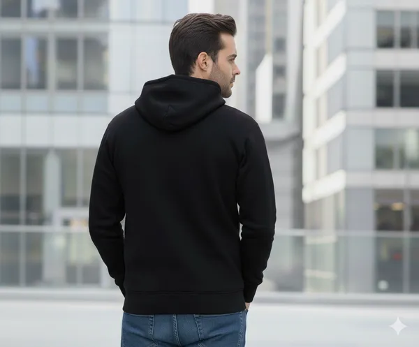 Leebonee_Mens_Solid_Black_Cotton_Fleece_Zipper_Hooded_Sweatshirt
