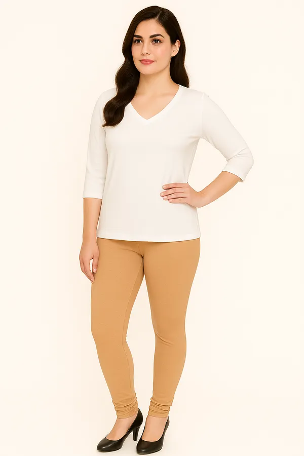 Camel_Solid_Cotton_Lycra_Churidar_Leggings_For_Women_&_Girls