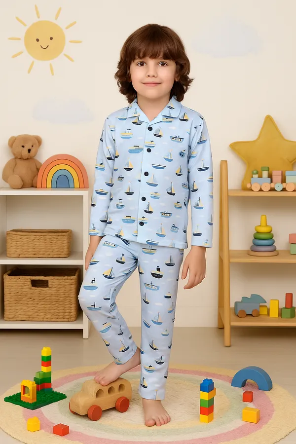 Grey_Kids_Co-ord_Set_|_Printed_Full_Sleeve_Shirt_&_Pyjama_for_Boys_&_Girls