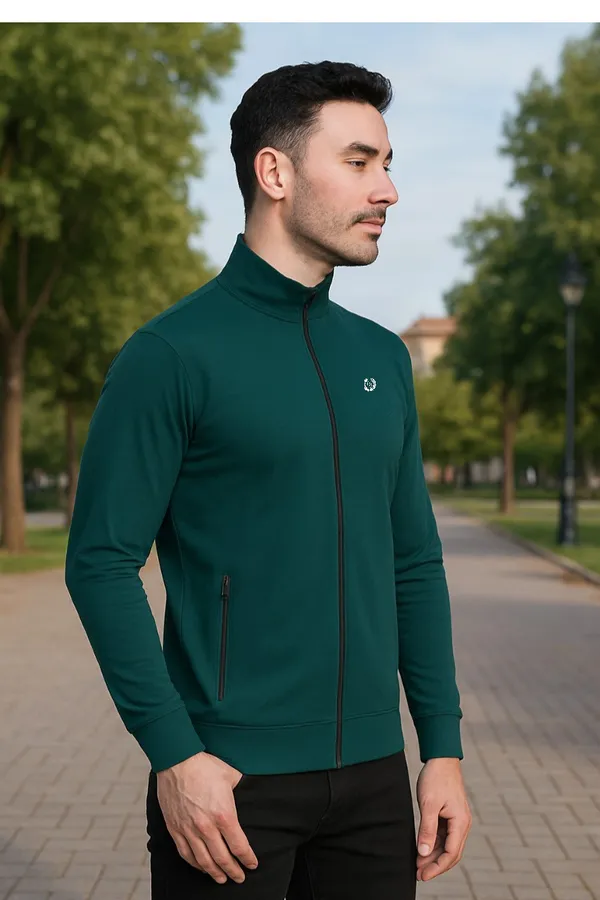 Bottle_Green_Polyester_Solid_Plus_Size_Dri_Fit_Jacket_With_Zip_Pockets_For_Men