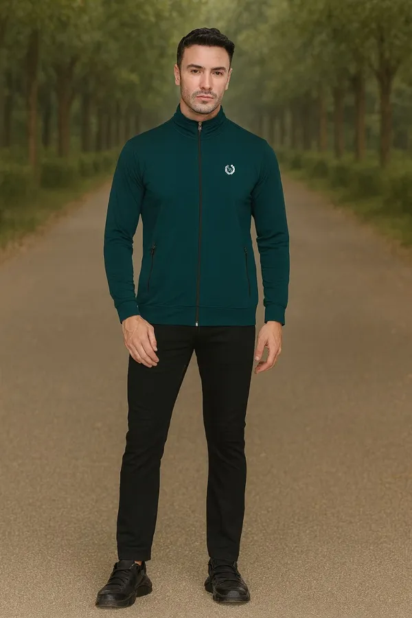 Bottle_Green_Polyester_Solid_Plus_Size_Dri_Fit_Jacket_With_Zip_Pockets_For_Men