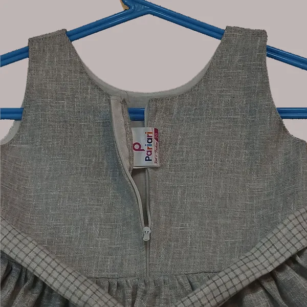 Grey_Khadi_Ruffle_Sleeveless_Dress_For_Girls