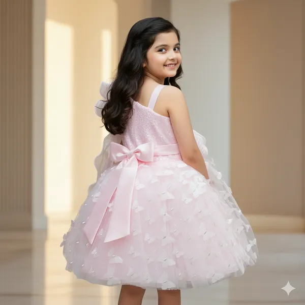 Pariari_Girls_Pink_Butterfly_Princess_Dress
