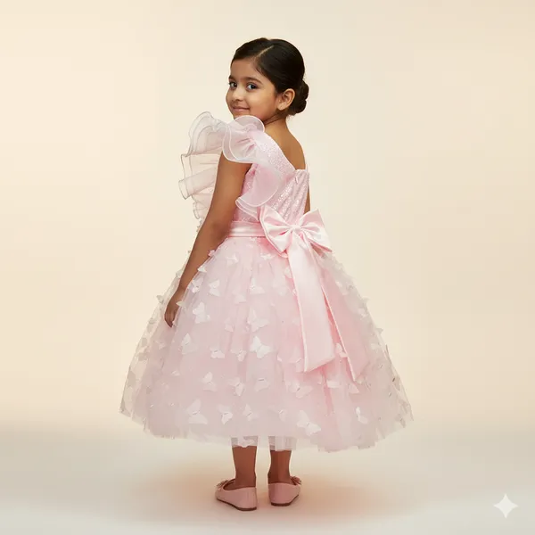 Pariari_Girls_Pink_Butterfly_Princess_Dress