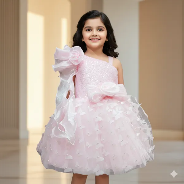Pariari_Girls_Pink_Butterfly_Princess_Dress