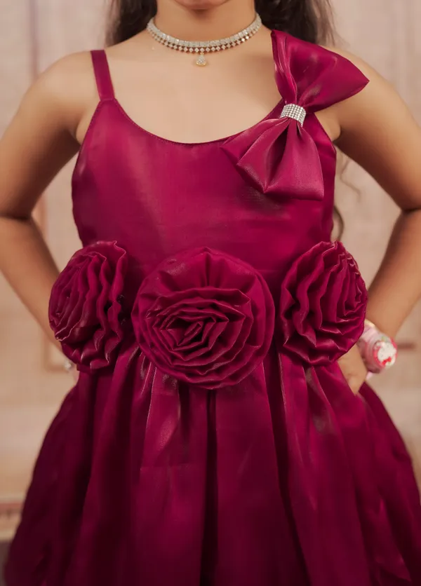 Wine_Bloom_Satin_Party_Dress_For_Girls