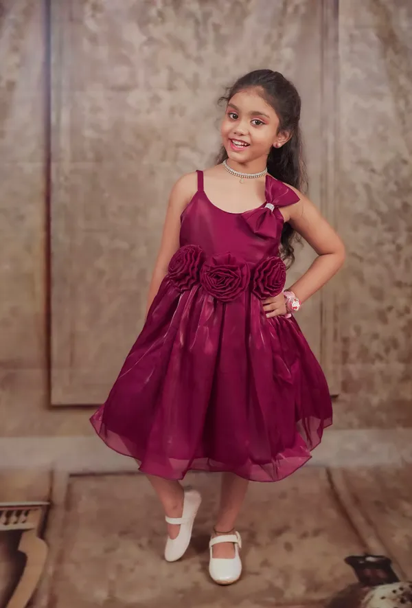 Wine_Bloom_Satin_Party_Dress_For_Girls