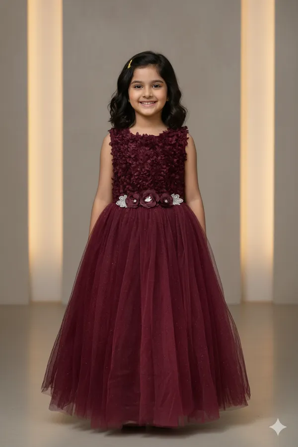 Pariari_Girls_Brown_Coloured_Flared_Party_Gown