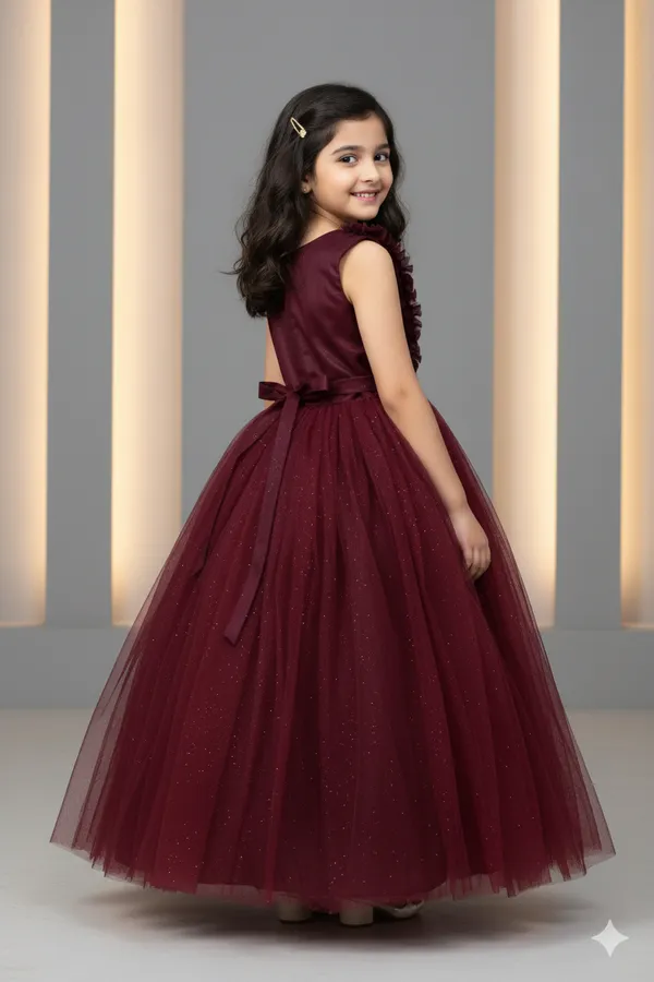 Pariari_Girls_Brown_Coloured_Flared_Party_Gown
