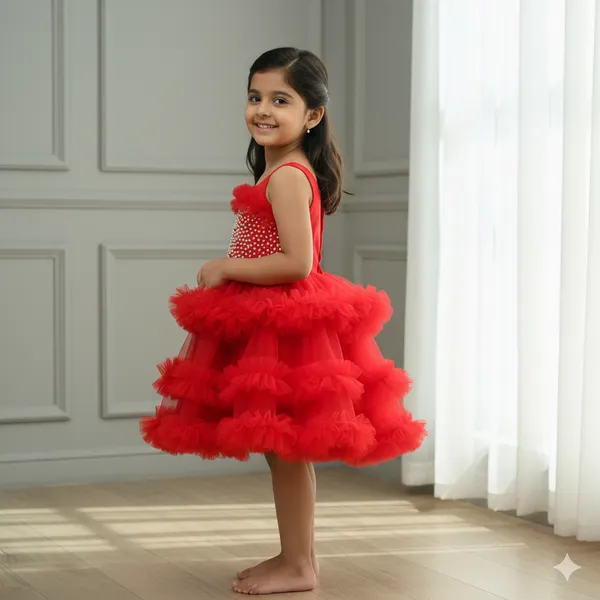 Pariari_Girls_Fancy_Red_Tulle_Dress