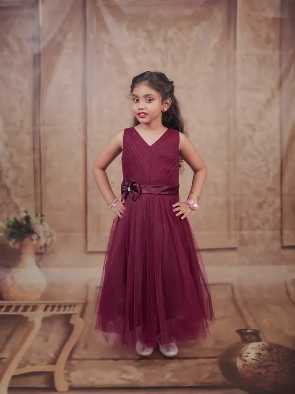 Pariari_Girls_Sleeveless_Bow_Fitted_Party_Dress