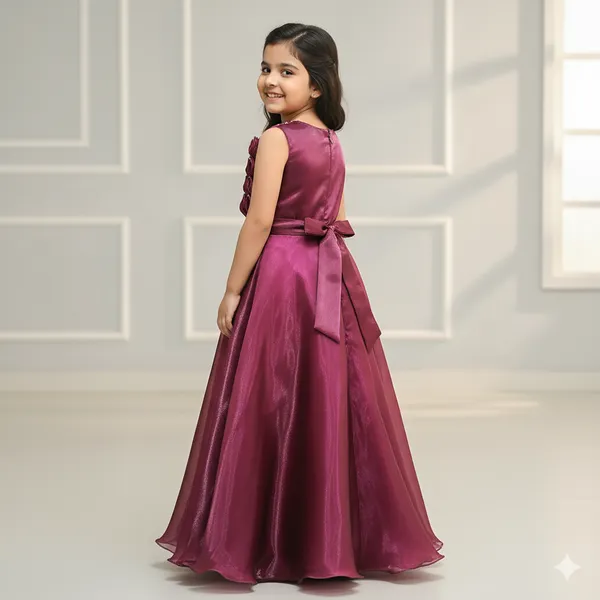 Pariari_Girls_Elegant_Maroon_Party_Gown_For_Girls