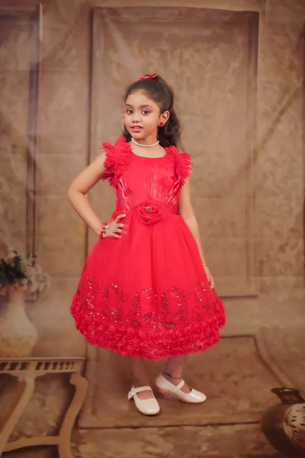 Red_Floral_Fancy_Net_Party_Wear_Frock_For_Girls