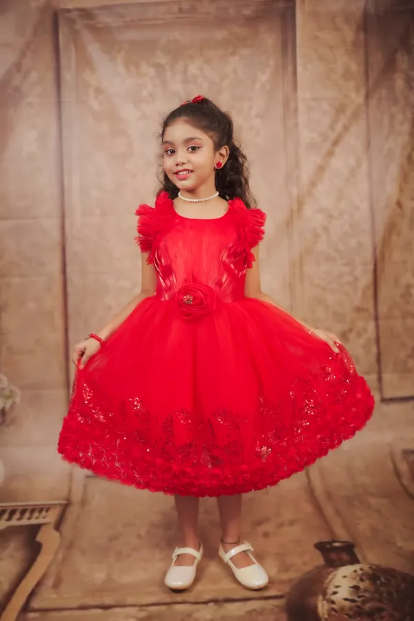 Red_Floral_Fancy_Net_Party_Wear_Frock_For_Girls