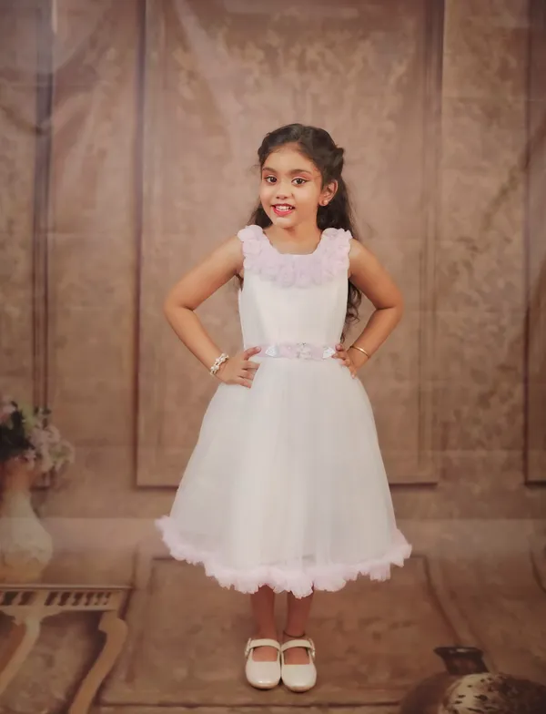 White_&_Pink_Net_Blossom_Frock_For_Girls