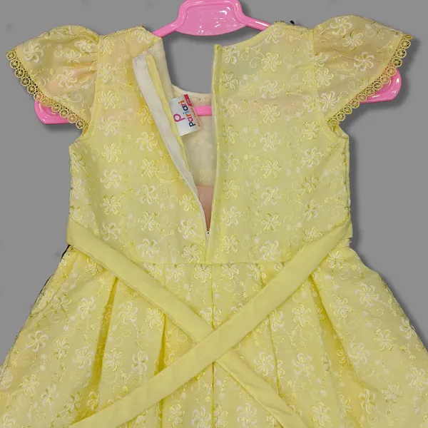 Pariari_Girls_Yellow_Embroidered_Cap_Sleeve_Dress_For_Girls