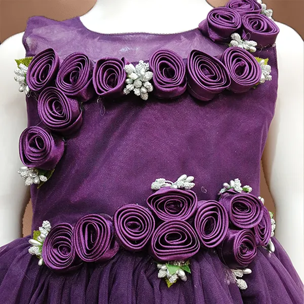 Pariari_Girls_Purple_Floral_Embellished_Party_Dress