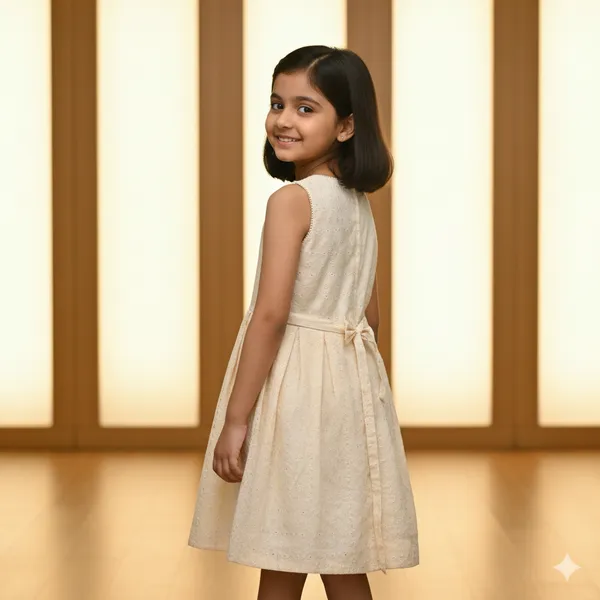 Pariari_Girls_Charming_Elegant_Cream_With_Embroidered__Girls_Dress