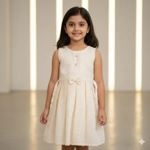 Pariari_Girls_Charming_Elegant_Cream_With_Embroidered__Girls_Dress