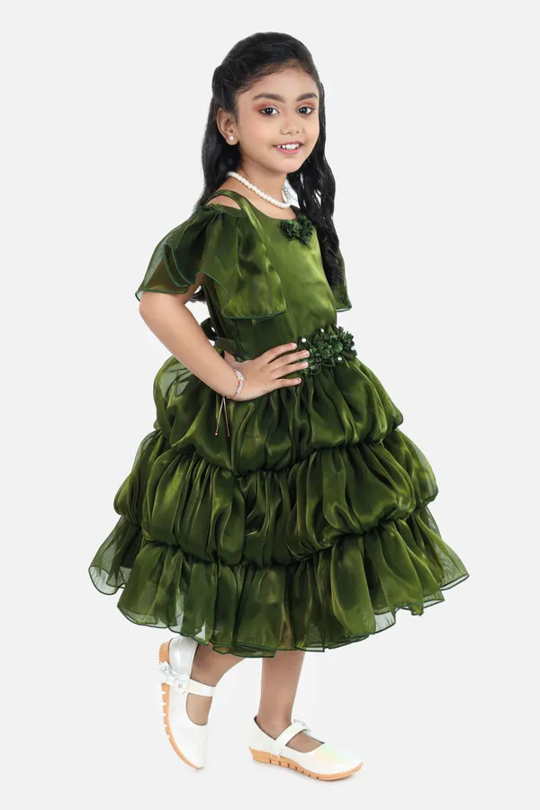Pariari_Girls_Green_Pleated_Partywear